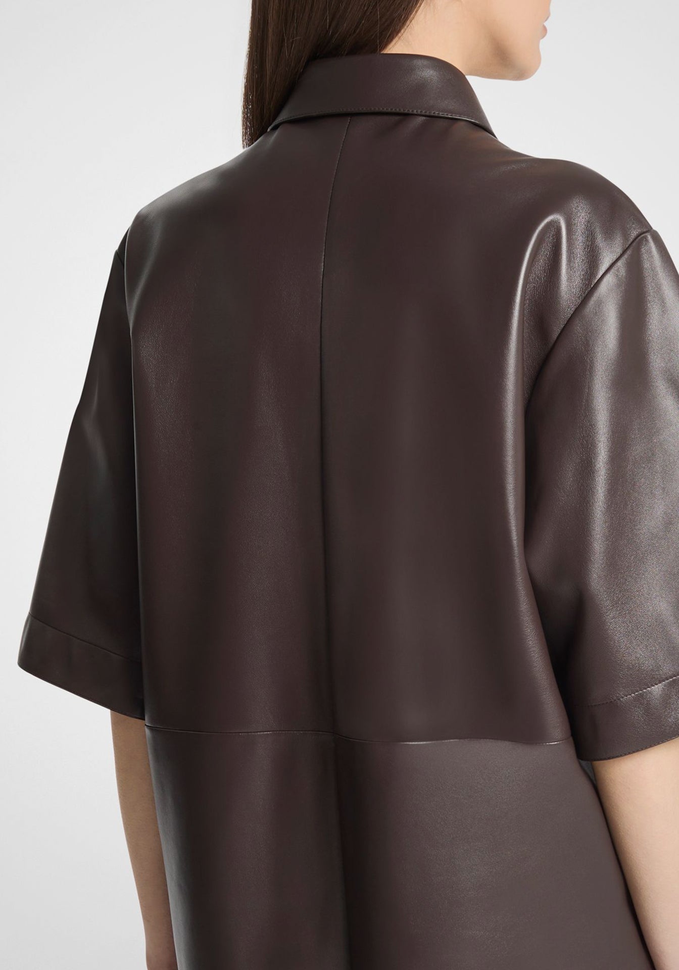 Leather Short-Sleeve Shirt Dress