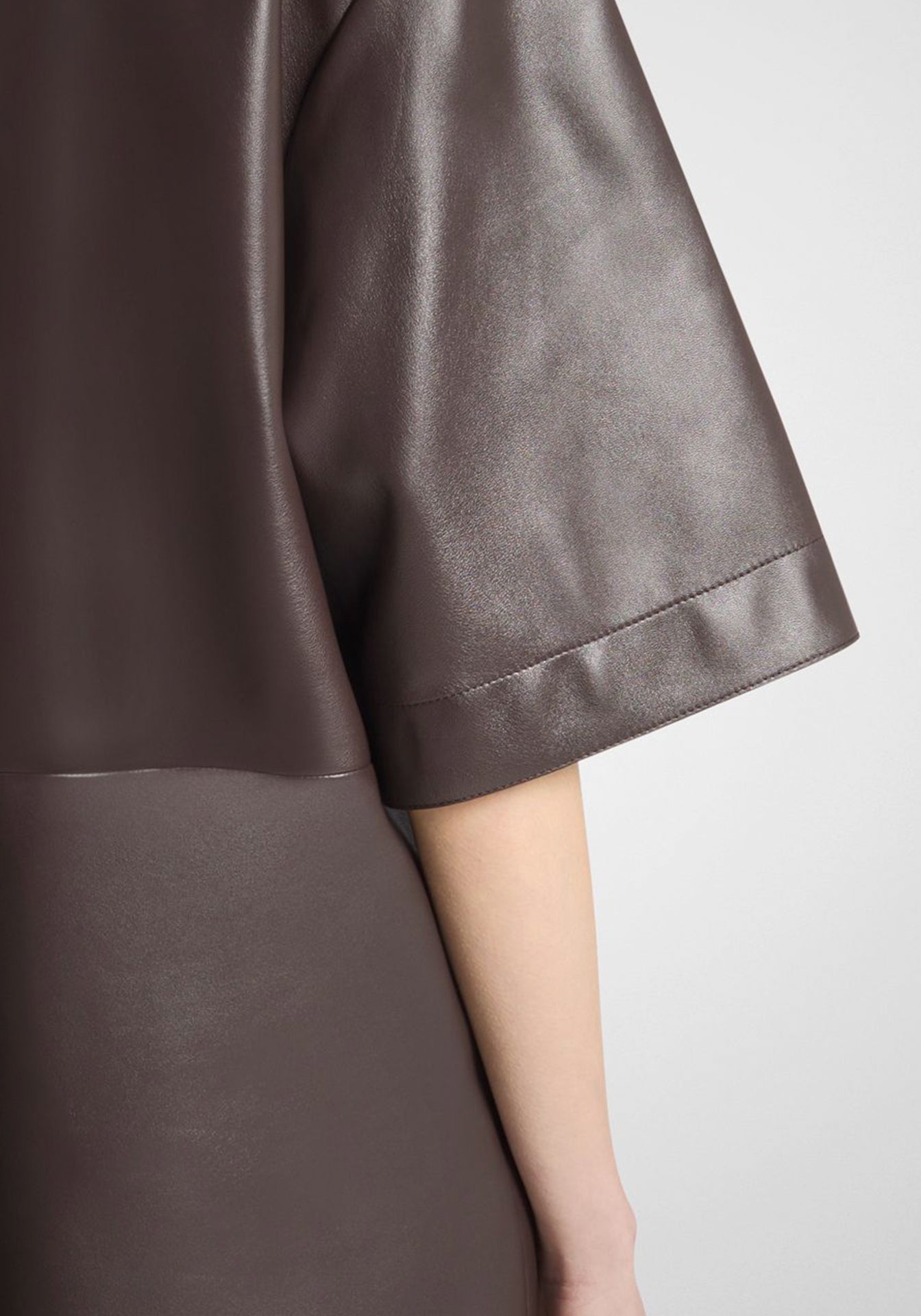 Leather Short-Sleeve Shirt Dress