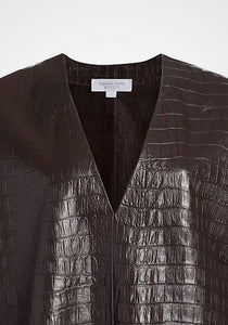 Croc-Embossed Leather Top