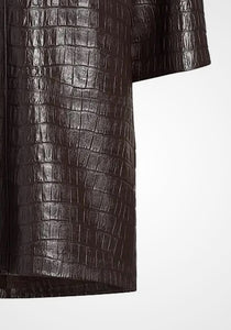 Croc-Embossed Leather Top