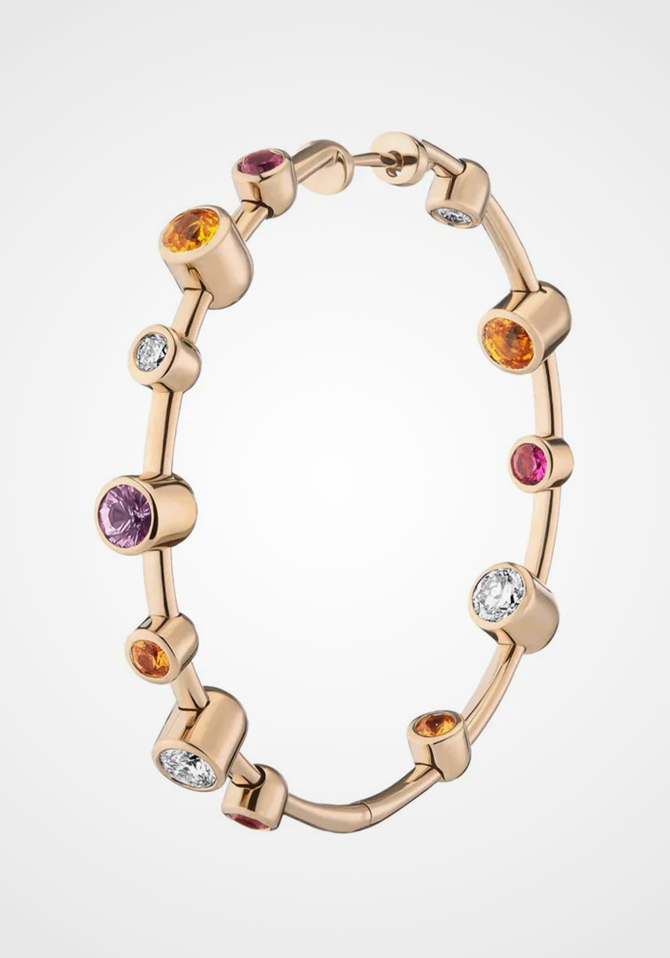 Quantum, 14K Yellow Gold + Sapphire Hoop Earrings