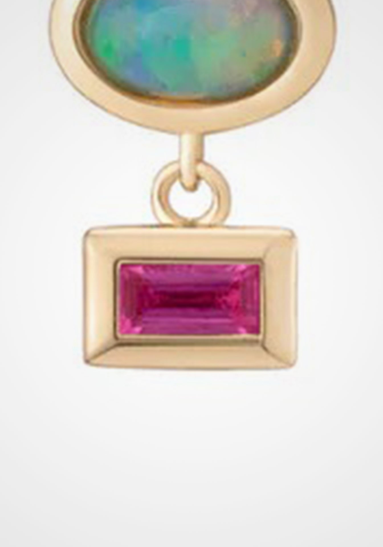 Tassel, 14K Yellow Gold, Opal + Pink Sapphire Earrings
