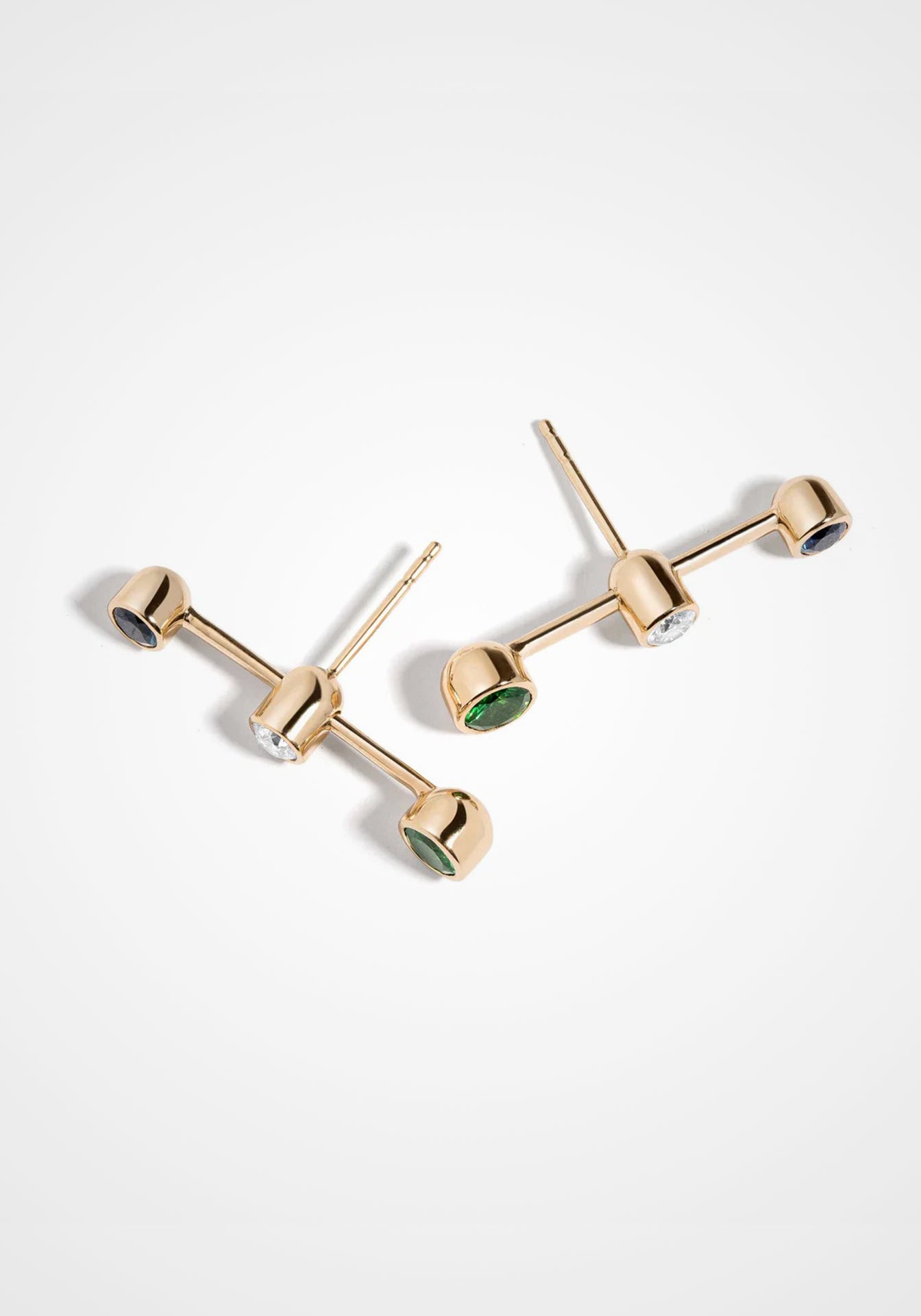 Venture, 14K Yellow Gold, Sapphire + Tsavorite Earrings