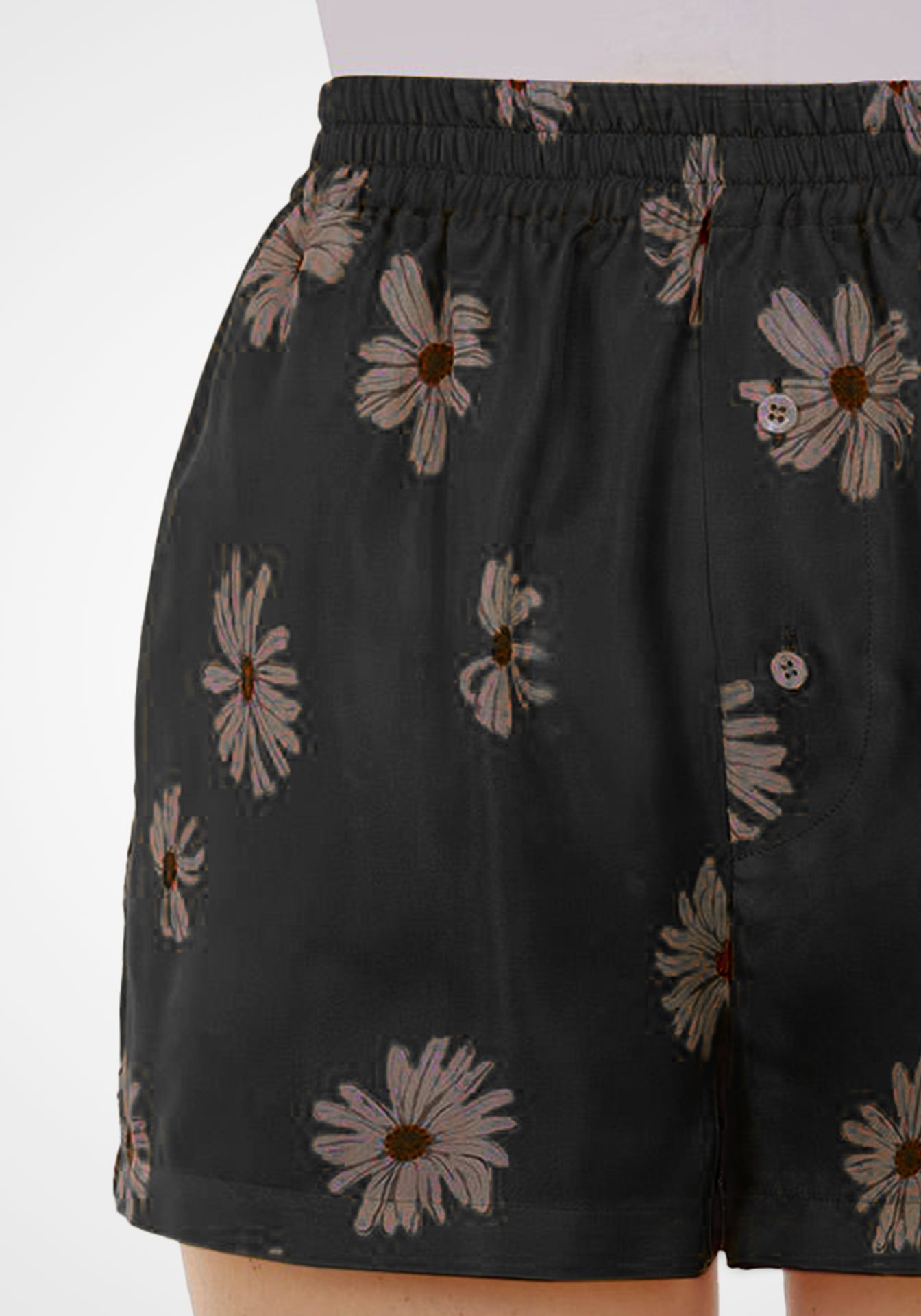 All-Over Daisy Silk Twill Shorts