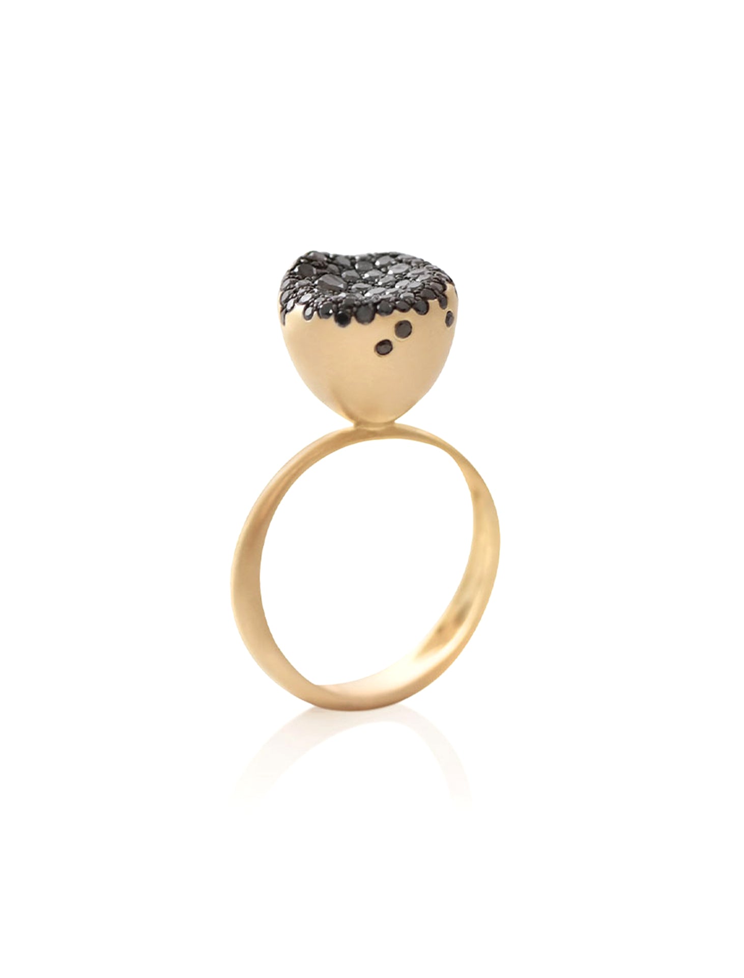 Baby Malak Flourish Caviar, 18K Yellow Gold + Black Diamond Round Ring, Small