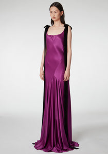 Stretch Satin Bias Long Dress