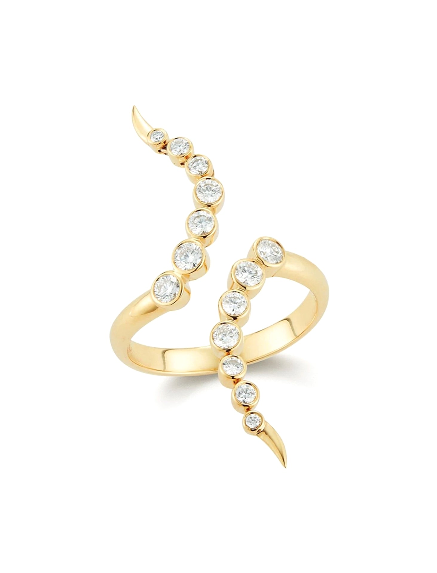 Siren North-South, 14K Yellow Gold + Bezel Set Diamond Ring