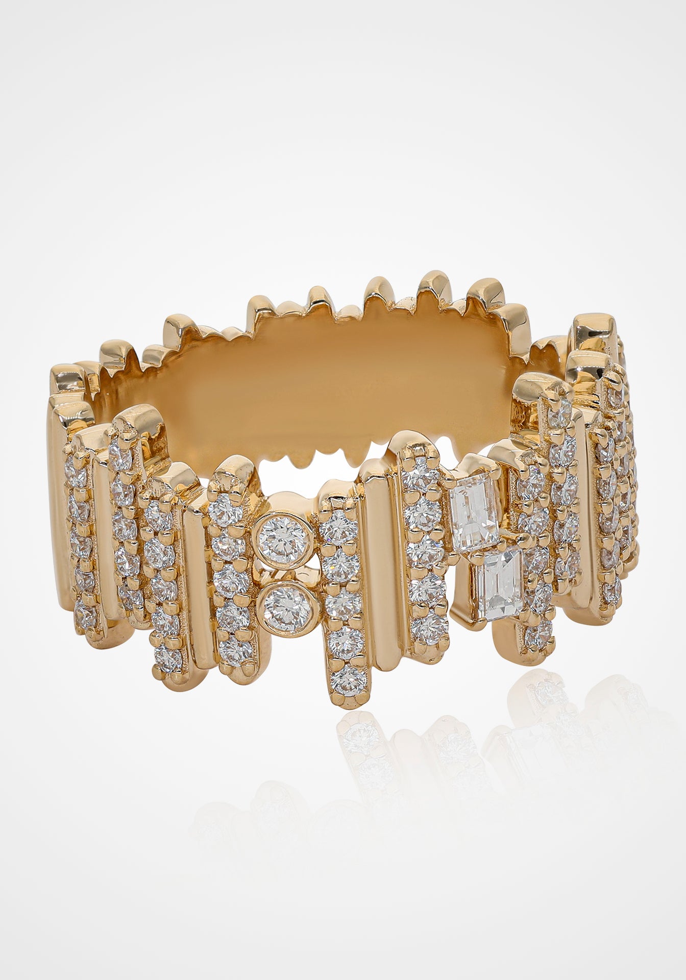 Ethereal Cascade, 14K Yellow Gold + Diamond Ring