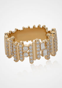 Ethereal Cascade, 14K Yellow Gold + Diamond Ring