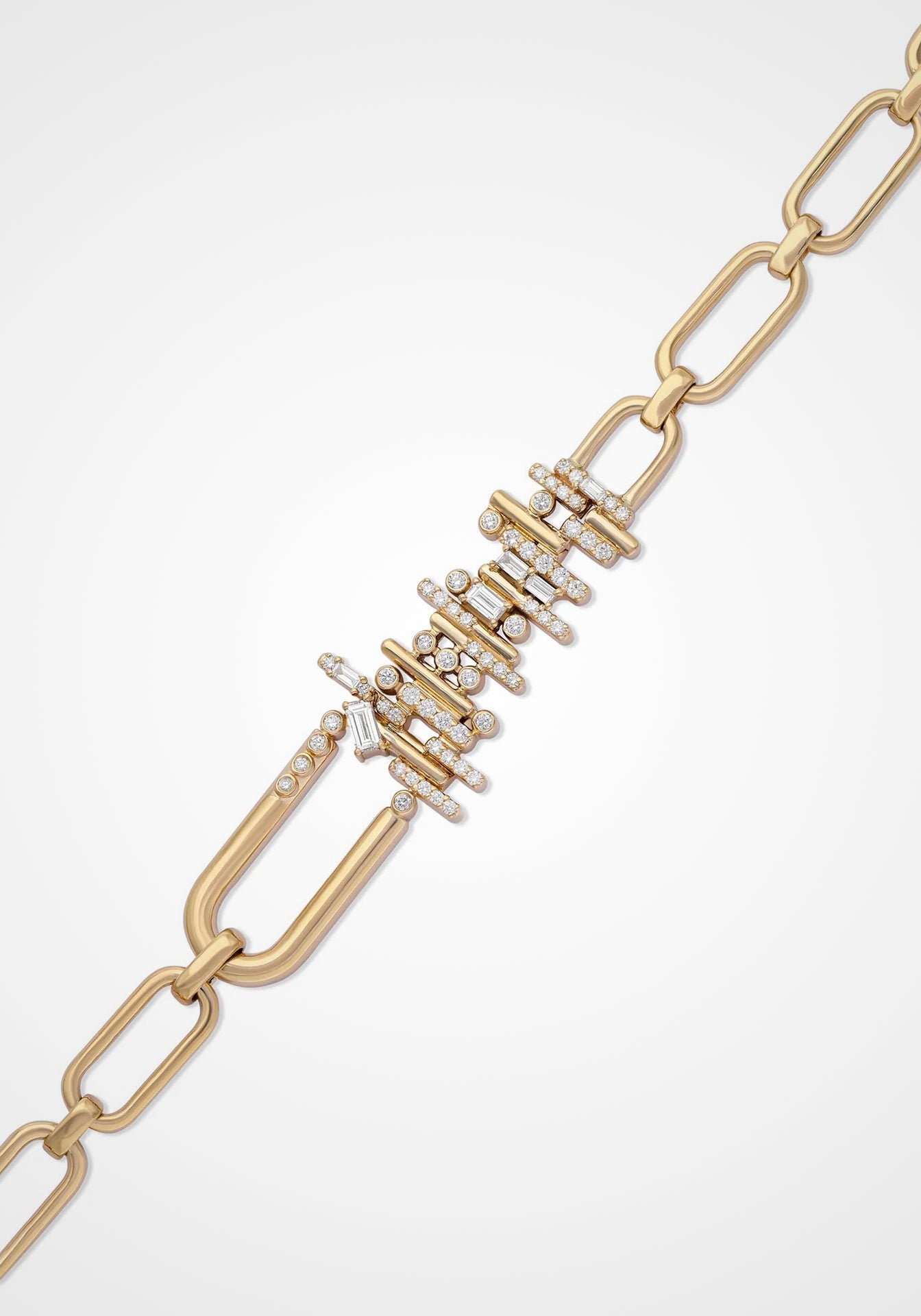 Ethereal Chic Link, 14K Yellow Gold + Diamond Bracelet
