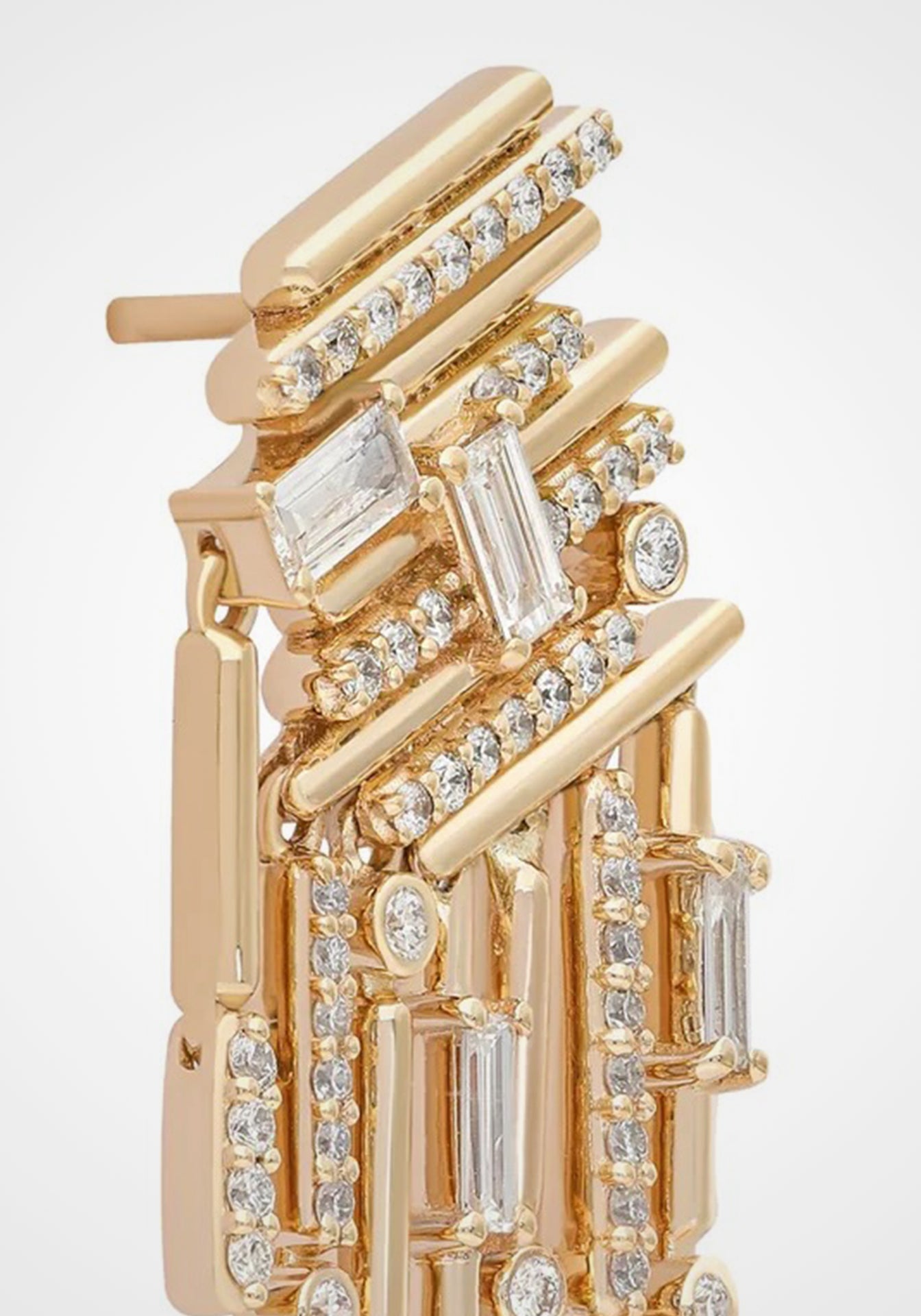 Ethereal Waterfall Chandelier, 14K Yellow Gold + Diamond Earrings