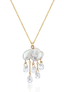 Monsoon, 14K Yellow Gold, Keshi Pearl + White Topaz Necklace