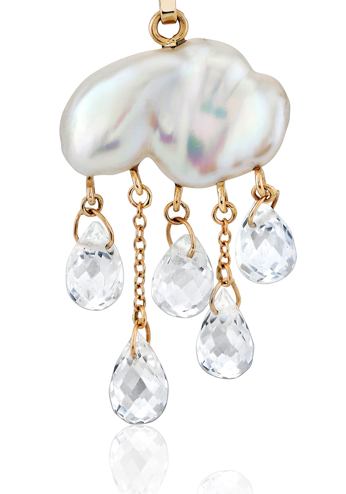 Monsoon, 14K Yellow Gold, Keshi Pearl + White Topaz Necklace