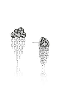 Petite Rain Cloud, 14K White Gold, Black Rhodium + White Sapphire Earrings