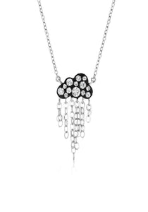 Rain Cloud, 14K White Gold, Black Rhodium + White Sapphire Necklace