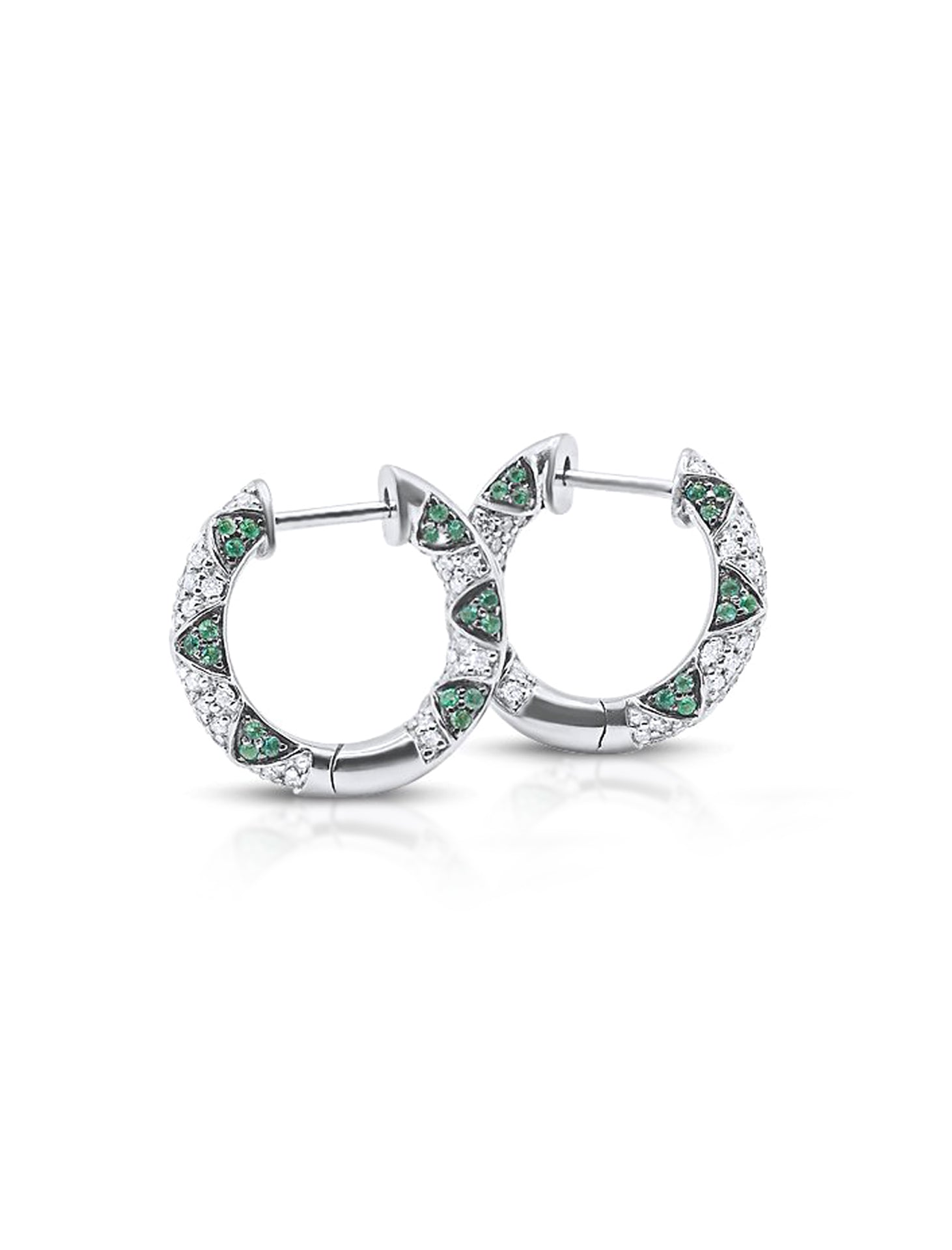 Lotus Inside Out, Emerald Petals + Diamond Pavé Earrings
