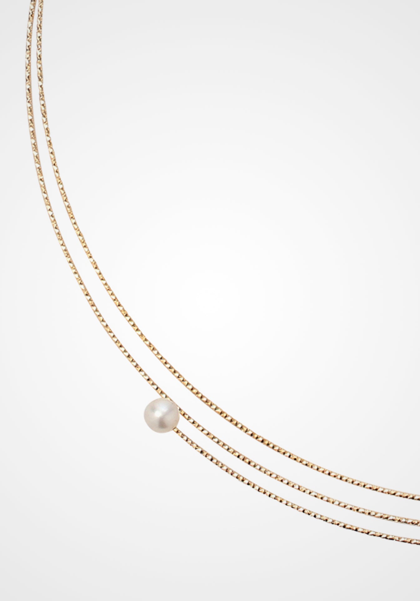 Nouveau Wire, 18K Yellow Gold + Pearl Necklace