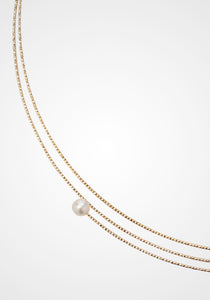 Nouveau Wire, 18K Yellow Gold + Pearl Necklace