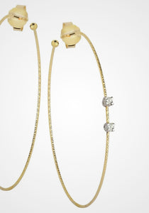 Wire Large, 18K Yellow Gold + Diamond Hoop Earrings