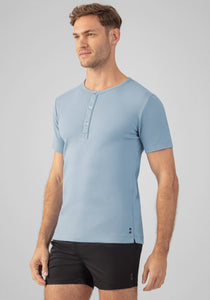 Ribbed Short-Sleeved Henley