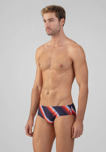 Slim Swim Briefs with Diagonal Stripes