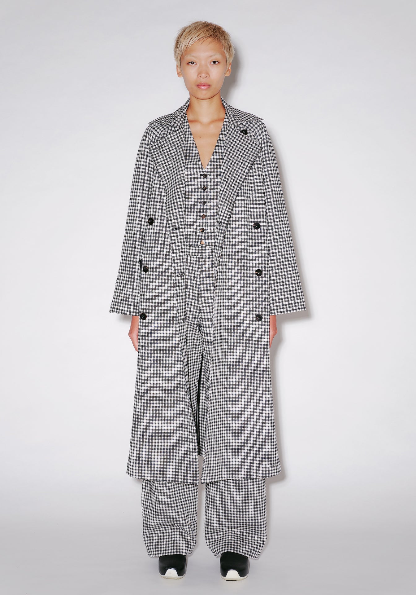 Gingham Double Breasted Trench Coat