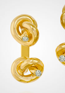 Love Knot, 18K Yellow Gold + Diamond Earrings