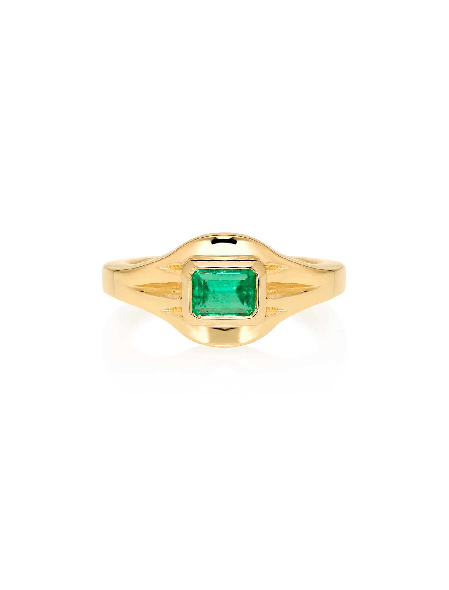 Lumen, 18K Yellow Gold + Emerald Ring
