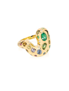 Tarsila Sol Poente, 18K Yellow Gold + Multi-Gemstone + Diamond Ring