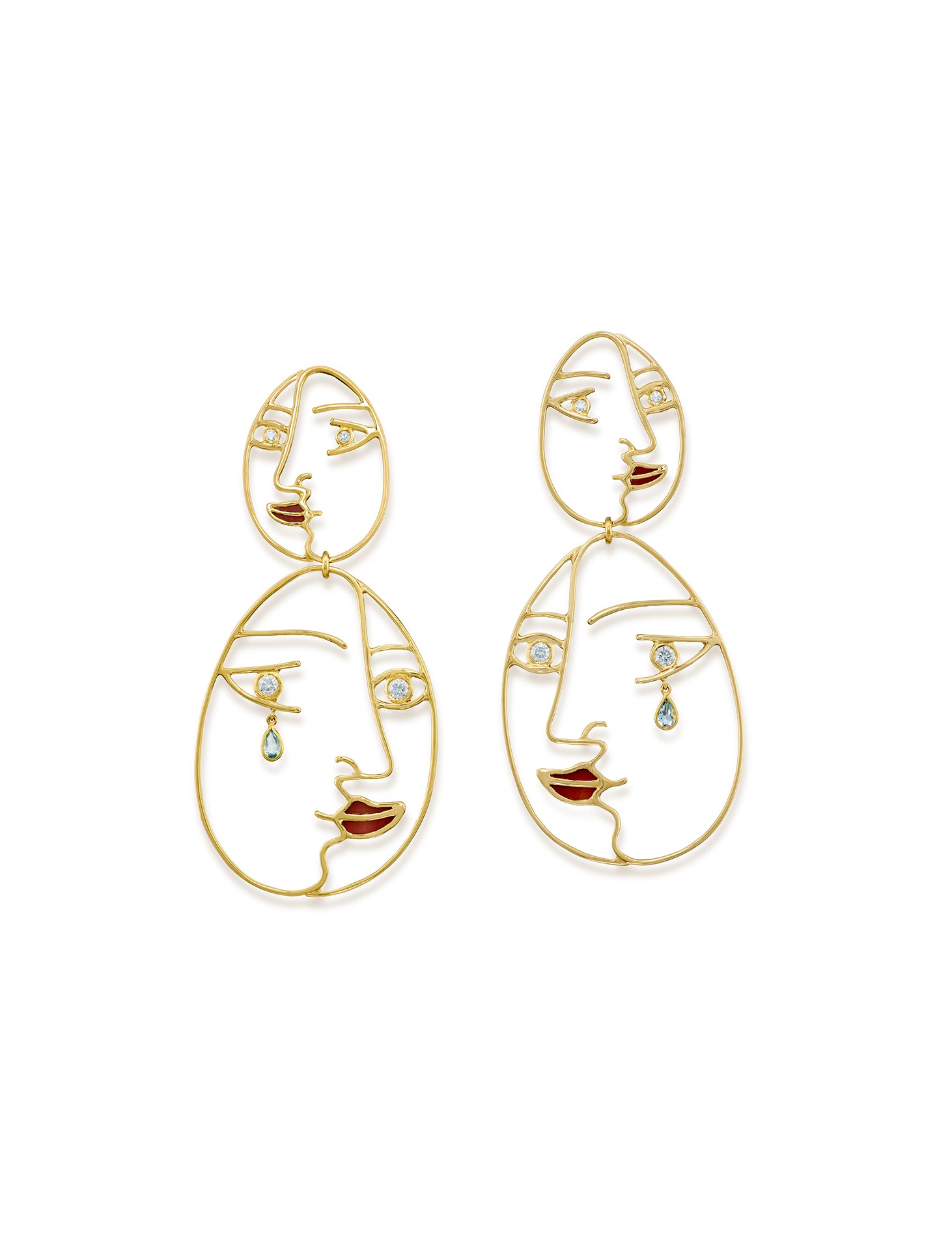 18kt gold and diamond STASIA chain drop earrings