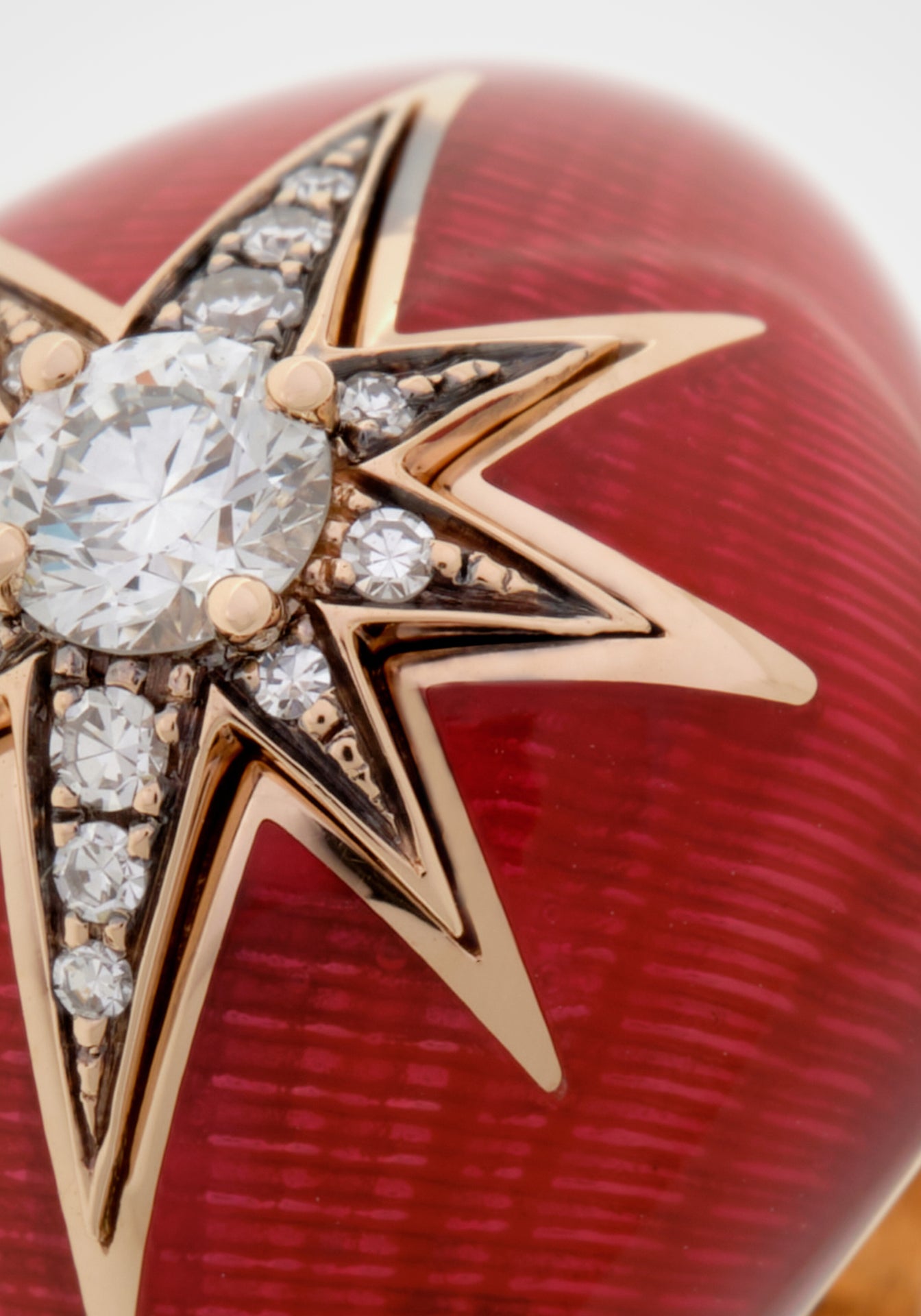 Aïda, 18K Yellow Gold, Red Snapper Enamel + Diamond Pinky Ring