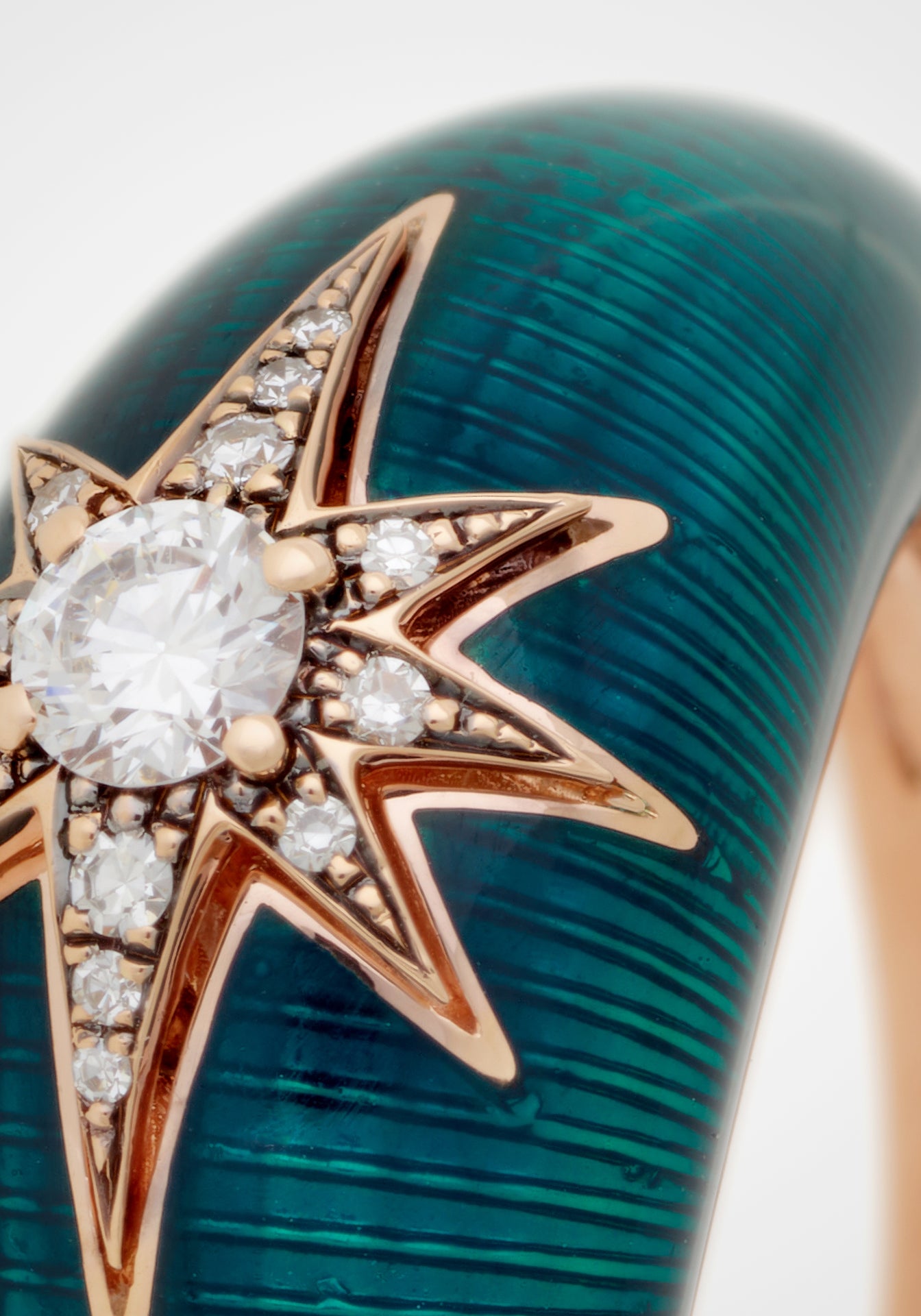 Aïda, 18K Yellow Gold, Petrol Enamel + Diamond Small Ring