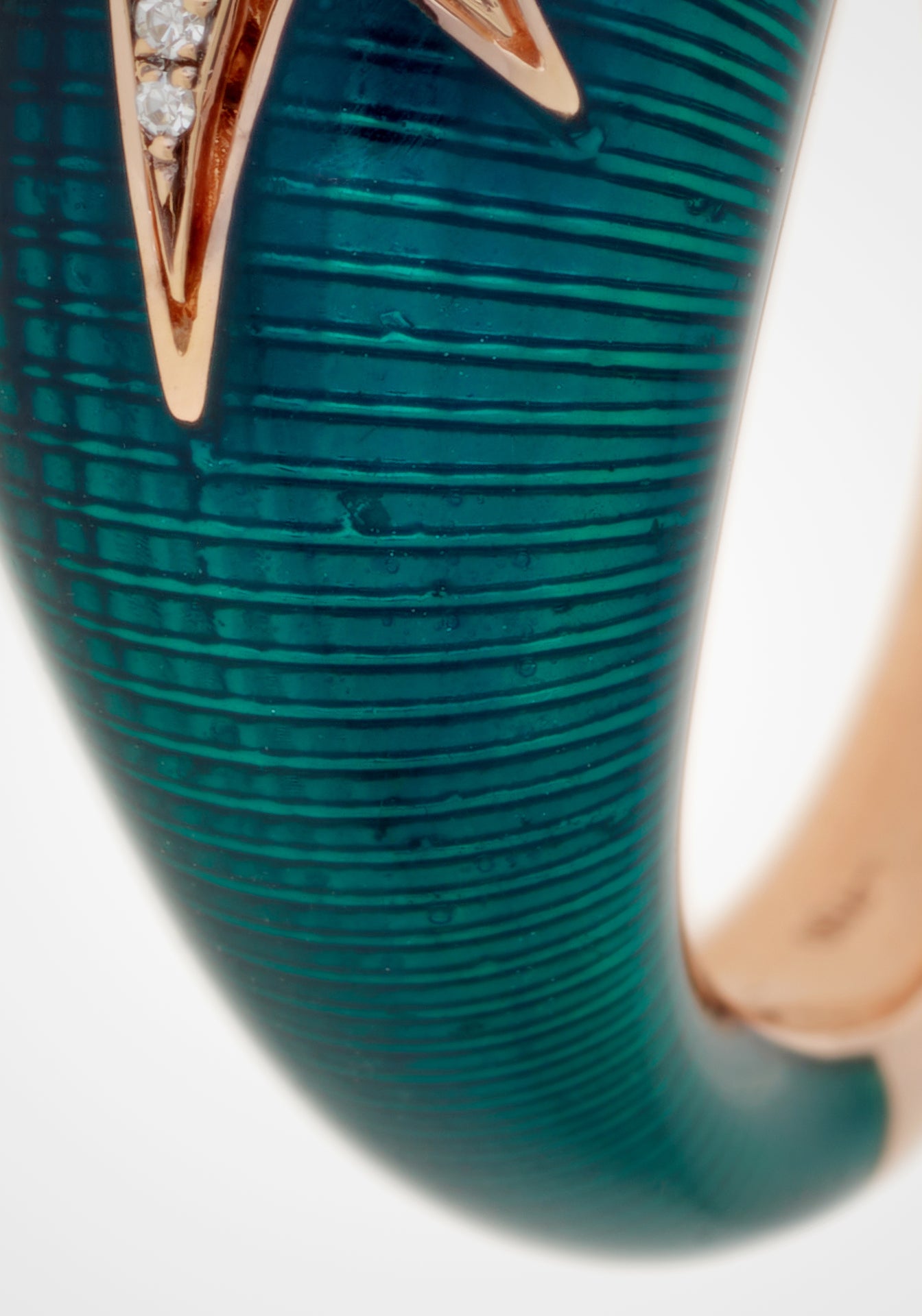 Aïda, 18K Yellow Gold, Petrol Enamel + Diamond Small Ring