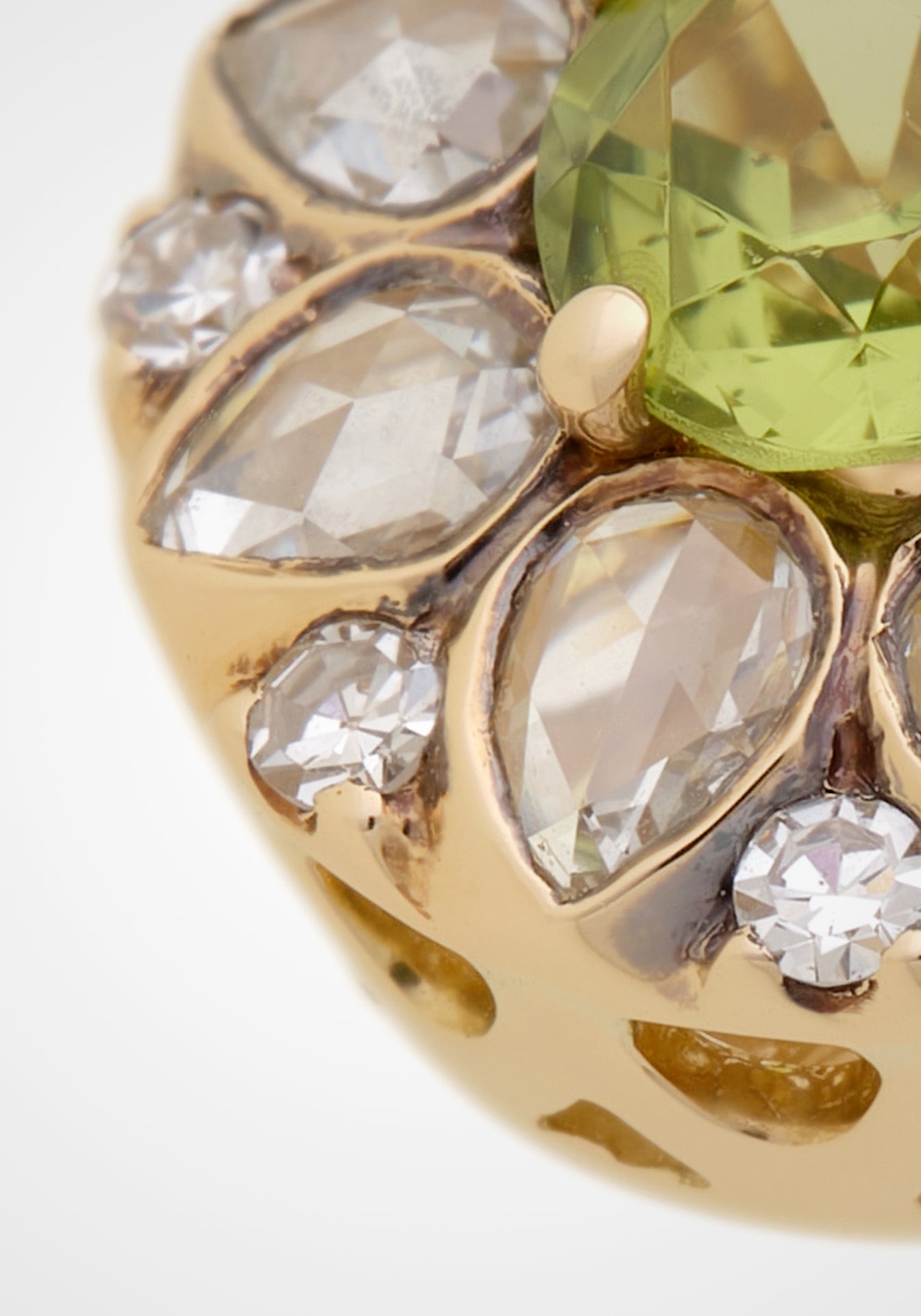 Beirut, 18K Yellow Gold, Peridot + Diamond Ring