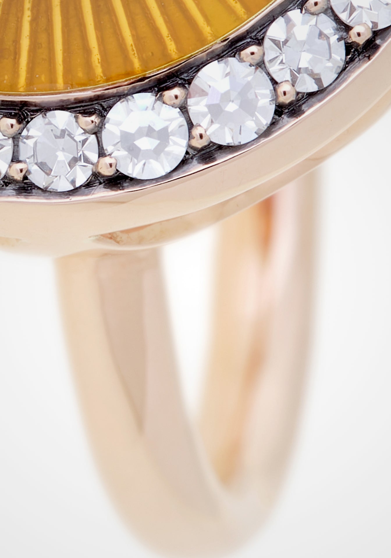 Mina 18K Yellow Gold, Yellow Enamel, Rhodolite + Diamond Ring