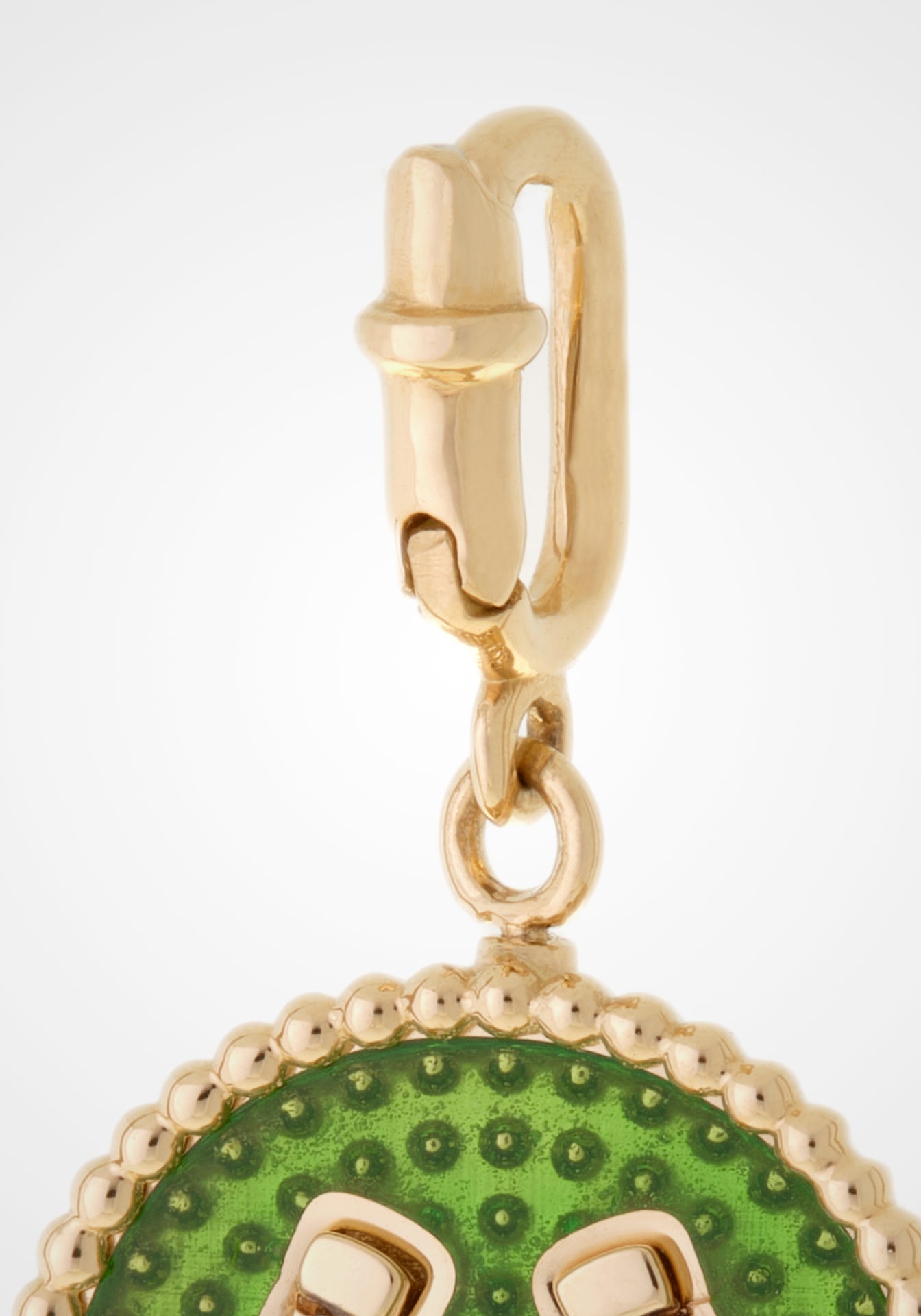 Double-Face, 18K Yellow Gold, Enamel + Diamond Charm