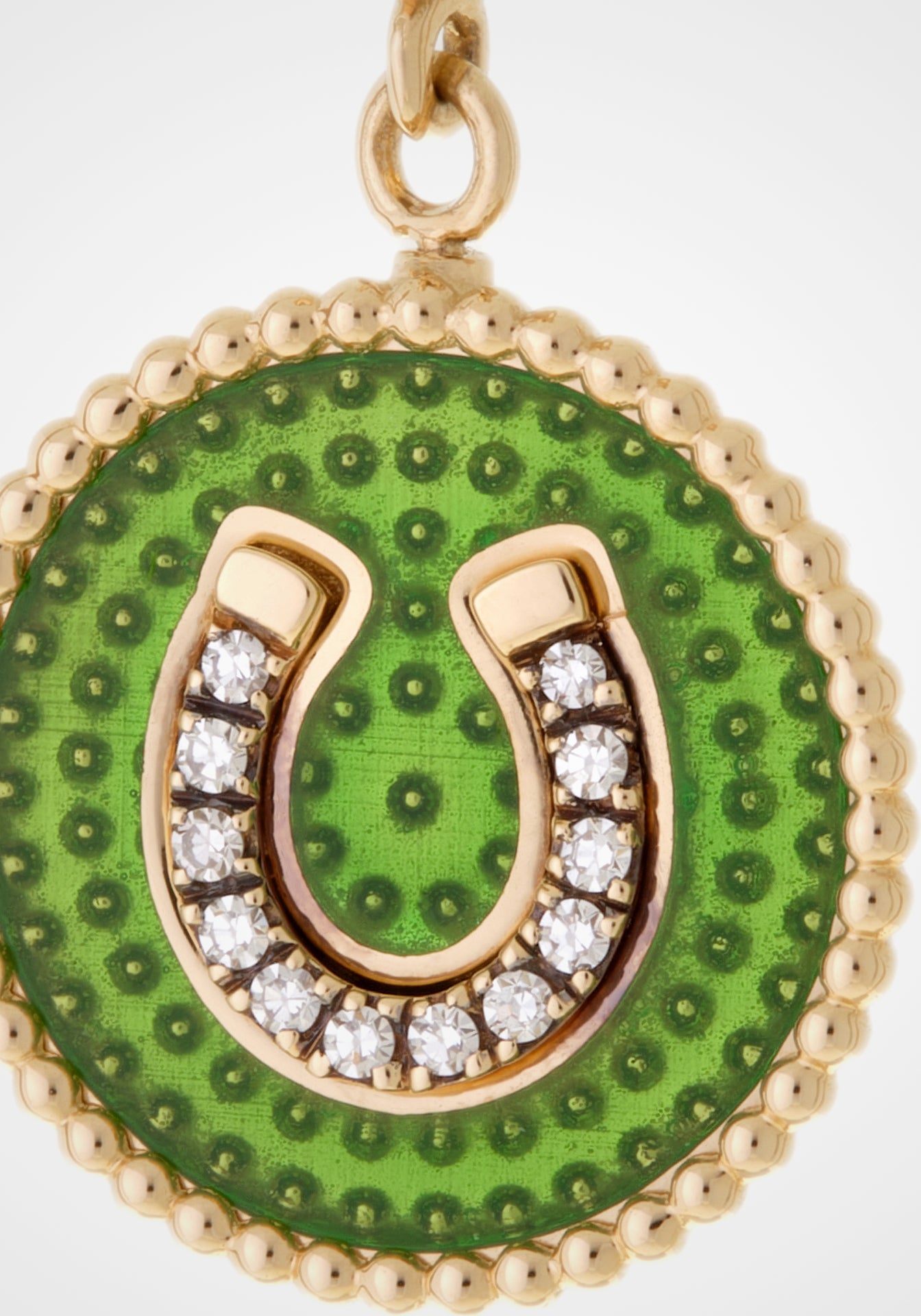 Double-Face, 18K Yellow Gold, Enamel + Diamond Charm