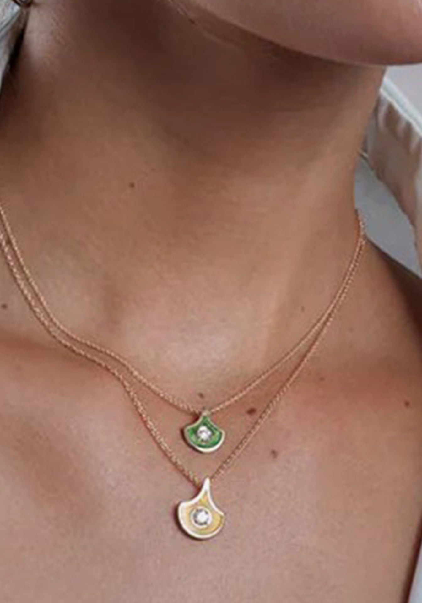 Fish for Love, 18K Yellow Gold, Enamel + Diamond Pendant