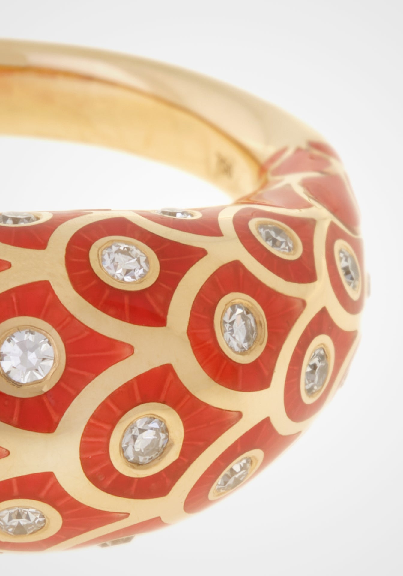 Fish For Love, 18K Yellow Gold, Enamel + Diamond Ring