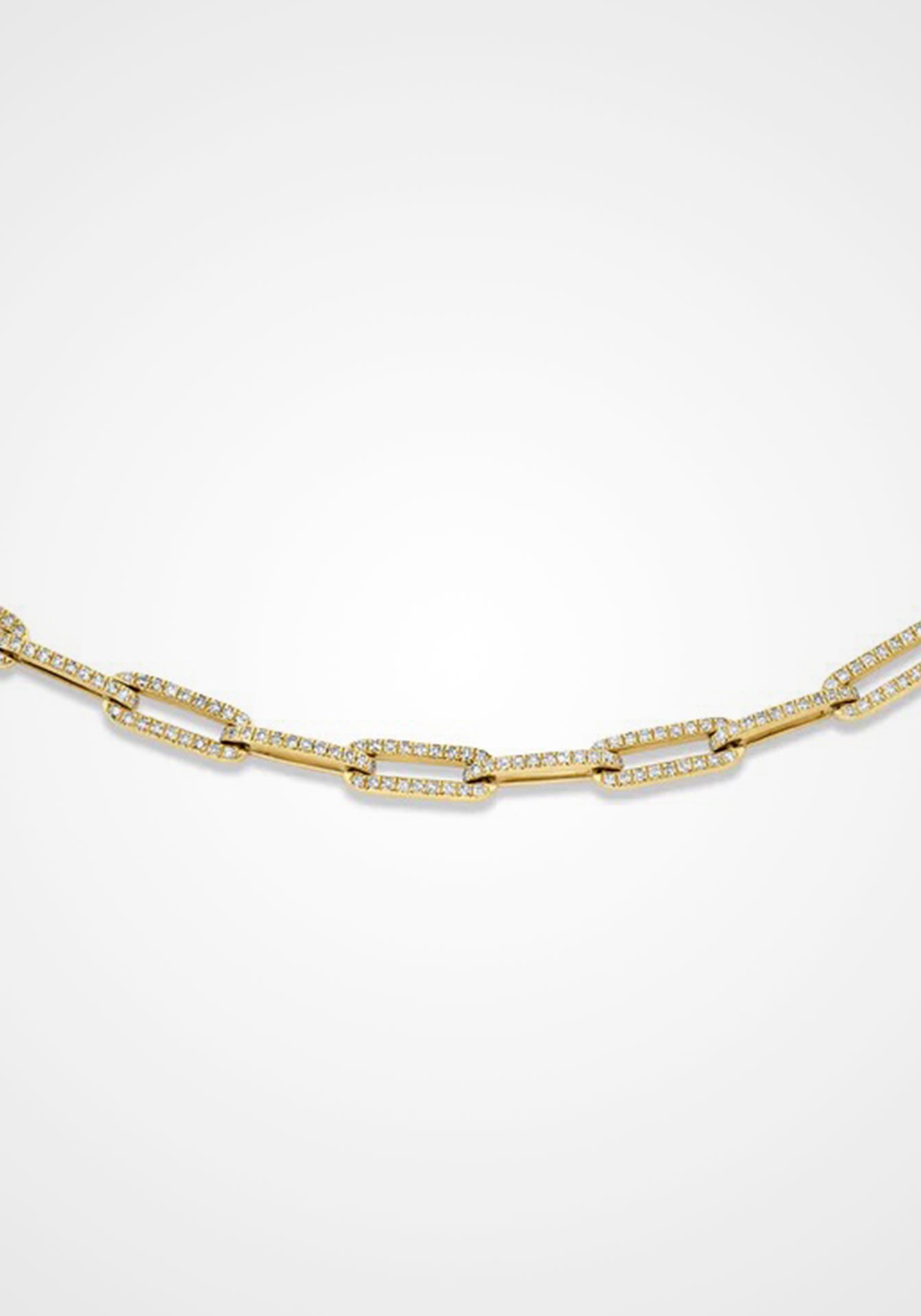 Flat Cable, 18K Yellow Gold + Pavé Diamond Link Necklace