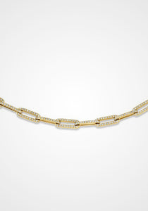Flat Cable, 18K Yellow Gold + Pavé Diamond Link Necklace