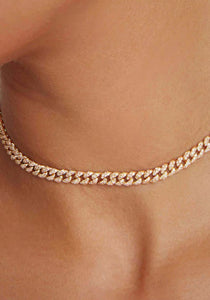 Mini Link, 18K Yellow Gold + Pavé Diamond Necklace