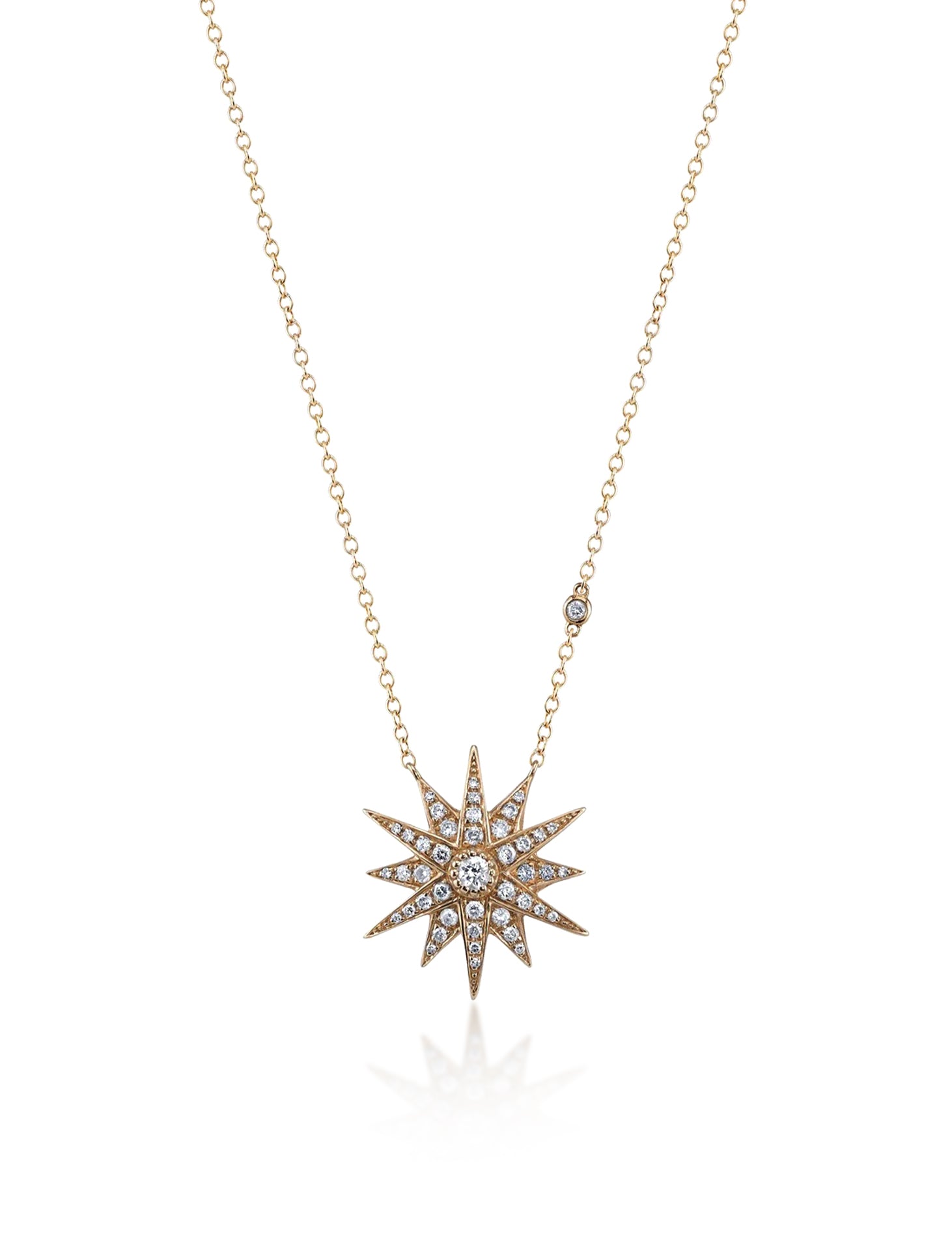 Starburst, 18K Yellow Gold + Diamond Necklace