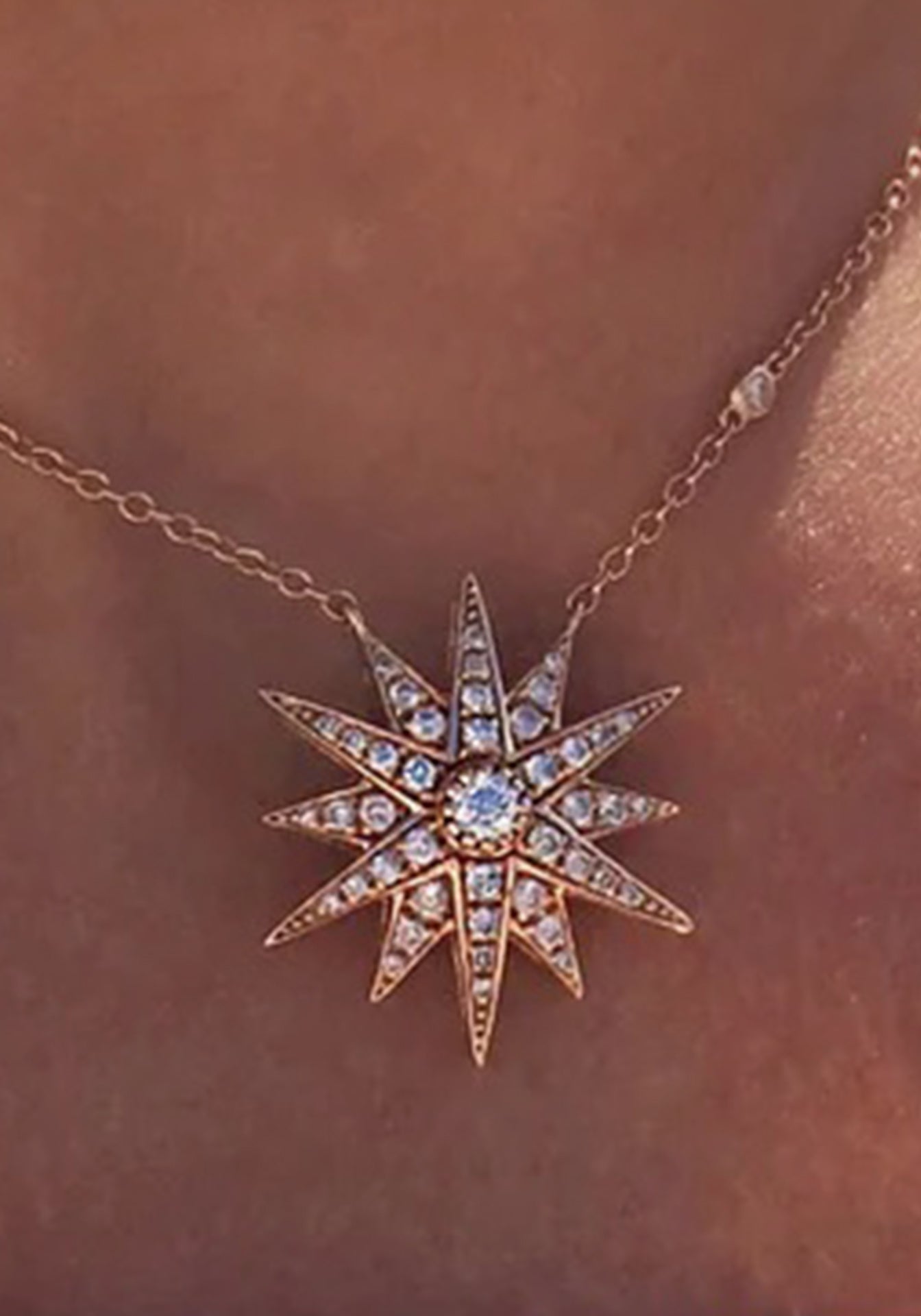 Starburst, 18K Yellow Gold + Diamond Necklace