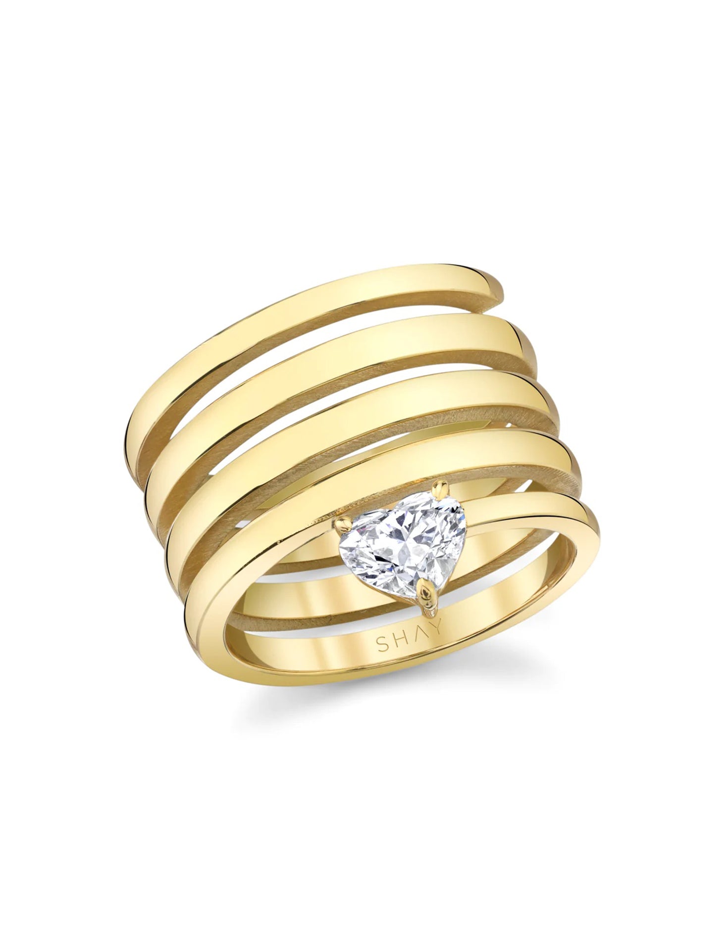 Spiral Diamond Heart, 18K Yellow Gold Ring