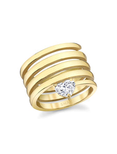 Spiral Diamond Heart, 18K Yellow Gold Ring