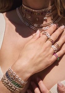 Rainbow Pavé Medium, 18K Multi Gold Link Ring