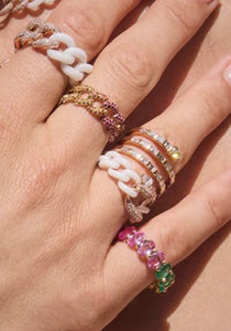 Rainbow Pavé Medium, 18K Multi Gold Link Ring