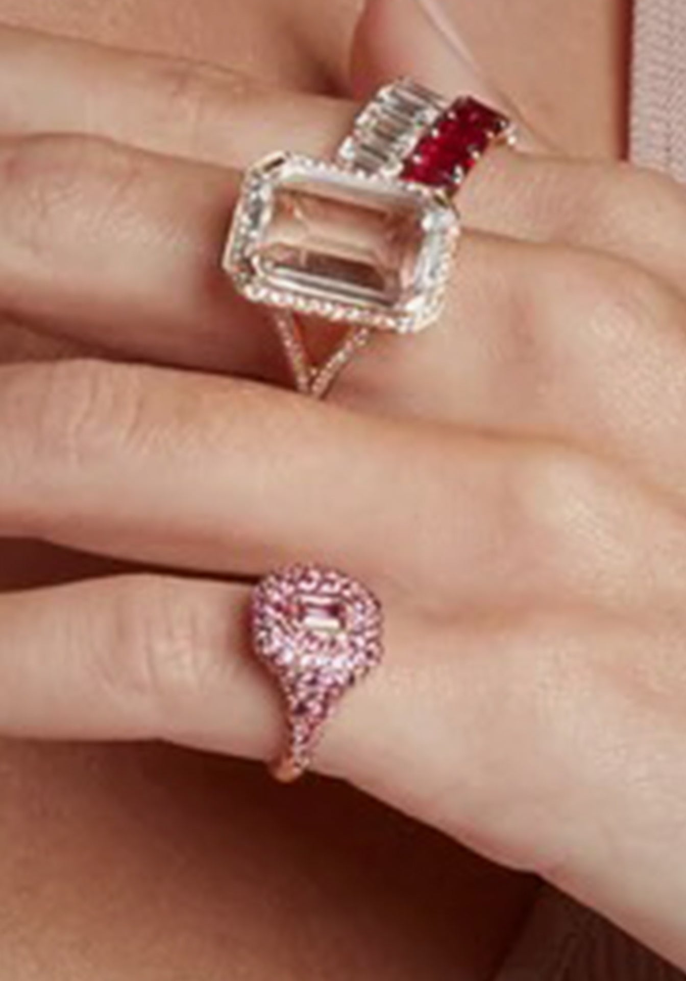Pink Sapphire Pavé, 18K Rose Gold Pinky Ring