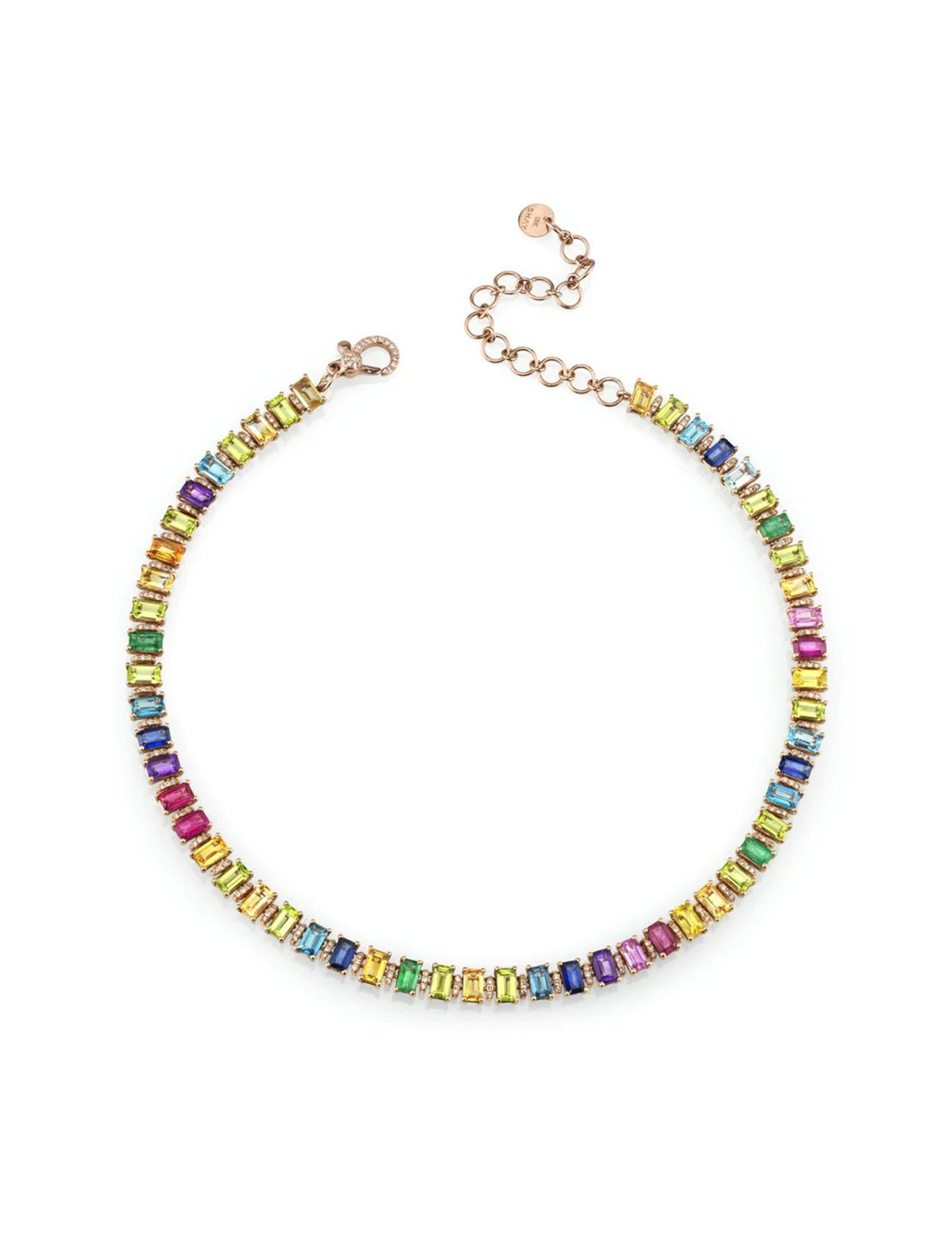 Rainbow Eternity, 18K Yellow Gold Necklace